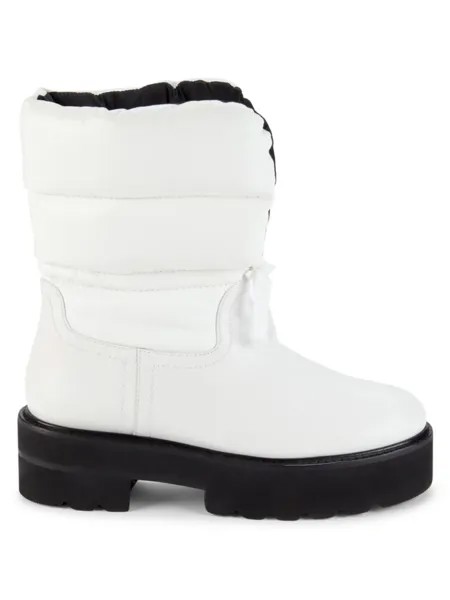 Стеганые кожаные зимние ботинки Tyler Stuart Weitzman, цвет White Black
