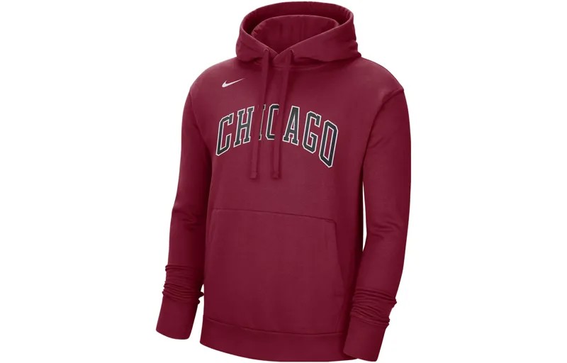 Толстовка с капюшоном NBA Chicago Bulls City Edition из флиса Nike, темно-красный