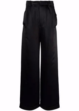 Ann Demeulemeester атласные брюки широкого кроя