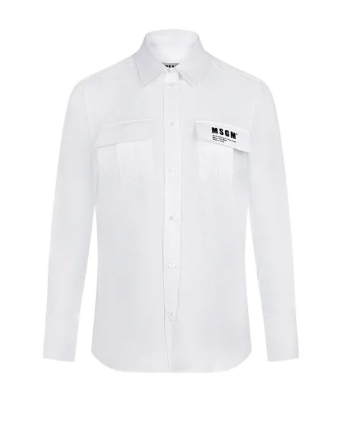 Белая рубашка с накладными карманами MSGM