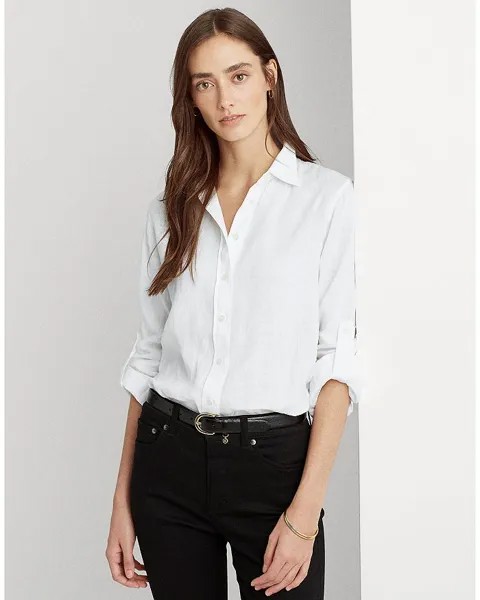 Льняная рубашка с длинным рукавом и воротником на пуговицах Ralph Lauren