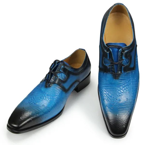 Мужские туфли дерби на шнуровке, синие и черные классические деловые дизайнерские туфли, размеры 39-48, лето 2022