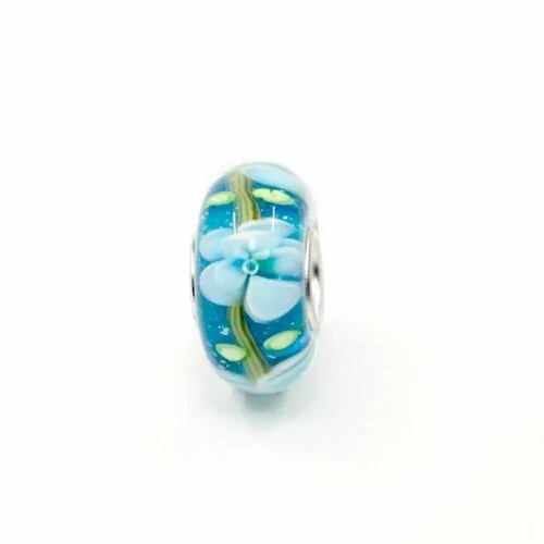 Шарм Handinsilver ( Посеребриручку ) Подвеска-шарм из муранского стекла Lampwork голубой (1шт), муранское стекло, голубой