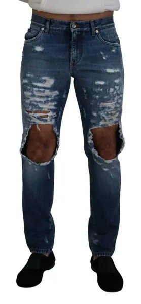 Джинсы DOLCE - GABBANA Синие хлопковые рваные мужские джинсы IT48/W34/M Рекомендуемая розничная цена 1120 долларов США