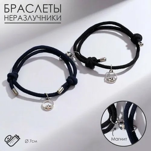 Браслет Queen Fair, металл, размер 7 см, синий, черный
