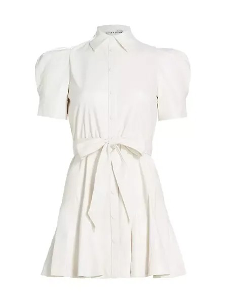 Расклешенное мини-платье Lurlene из искусственной кожи Alice + Olivia, цвет off white