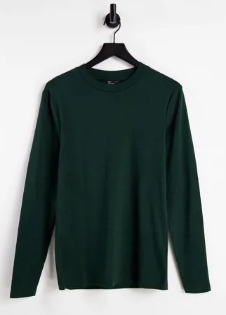 Темно-зеленый облегающий лонгслив ASOS DESIGN-Зеленый цвет