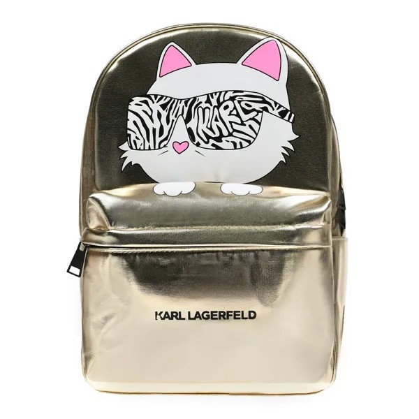 Рюкзак с принтом кошки, золотой Karl Lagerfeld kids