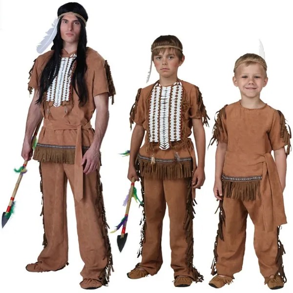 Взрослые Дети Мальчики Мужчины Африканский Оригинальный индийский платок костюм джунглей дикий человек Хэллоуин вечерние НКА Косплей Кар...