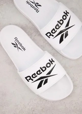 Белые шлепанцы с логотипом Reebok-Белый