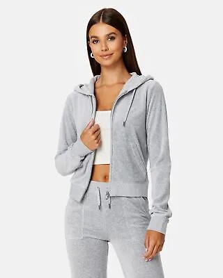 Juicy Couture Wmns Robertson Classic Velour Zip Trough Hoodie Women серебристый меланж