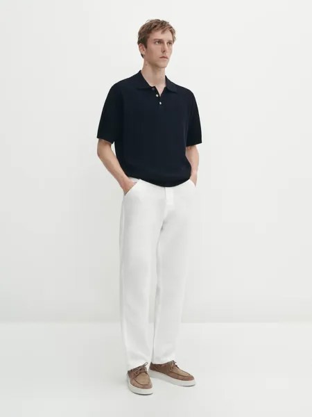Трикотажная рубашка-поло с короткими рукавами Massimo Dutti, синий