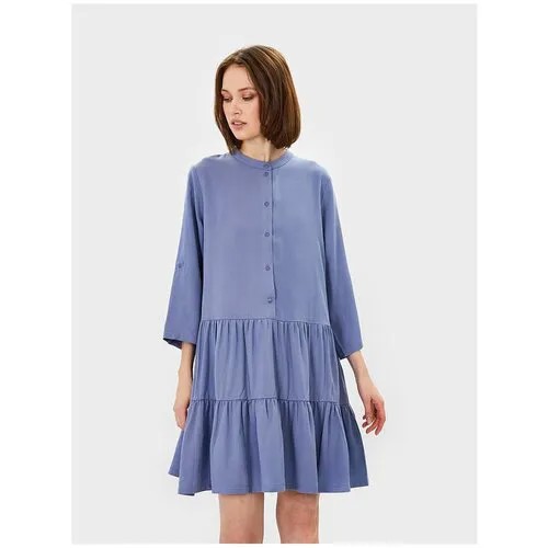 Платье-рубашка Baon, вискоза, повседневное, свободный силуэт, мини, размер XXL, голубой, синий