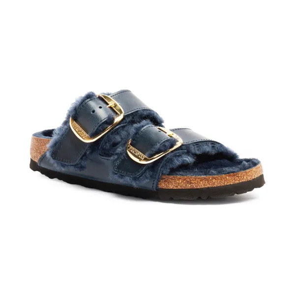 Кожаные тапочки Arizona BB из овчины leoi Midnight Laf с добавлением шерсти Birkenstock, синий
