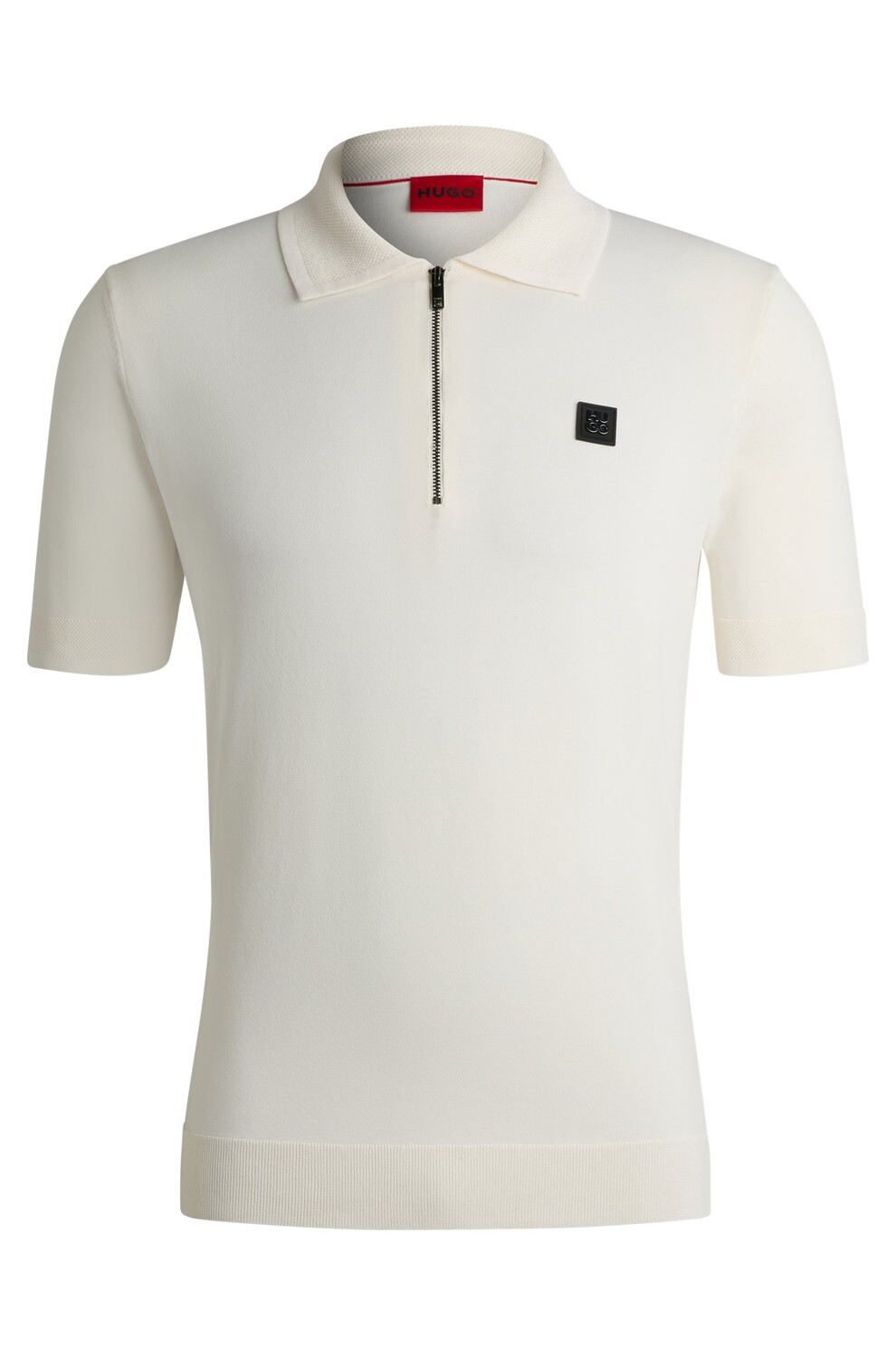 Футболка поло Hugo Zip-neck With Stacked Logo, белый