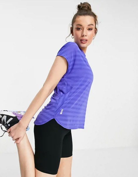 Фиолетовая спортивная футболка в полоску Only Play-Фиолетовый цвет