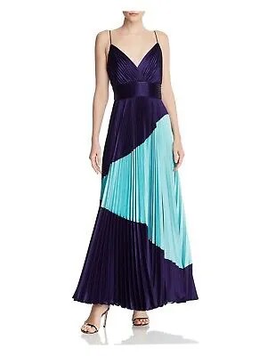 JILL STUART Womens Aqua Spaghetti Strap V-образным вырезом Maxi Formal Fit + Flare Dress 2