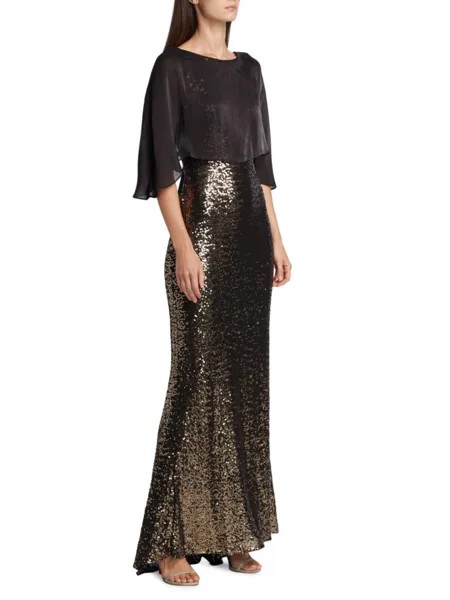 Платье-кейп с блестками Badgley Mischka, черный