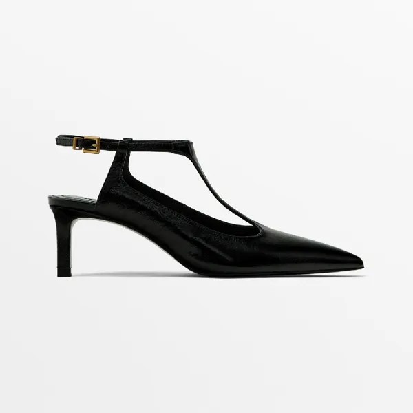 Туфли Massimo Dutti Heeled Slingback Strap, черный