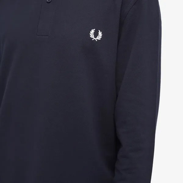 Fred Perry Однотонная рубашка-поло с длинными рукавами, синий