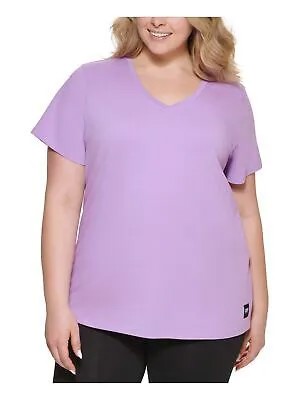 DKNY SPORT Женская фиолетовая футболка с коротким рукавом и V-образным вырезом Plus 2X