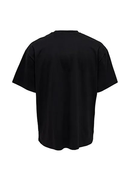 Черная мужская футболка с круглым вырезом и принтом Only & Sons