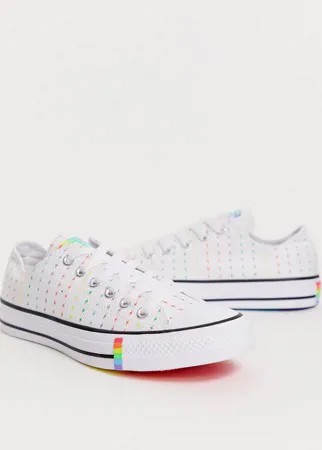 Белые кроссовки с изображением молний радужной расцветки Converse Pride Chuck Taylor Ox All Star-Белый