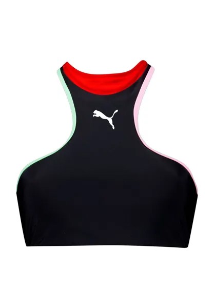 Бикини-бюстье, со спиной-борцовкой, с логотипом, для женщин PUMA, черный