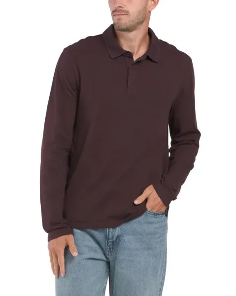 Рубашка поло с длинными рукавами Garment Dye Vince, цвет Pinot
