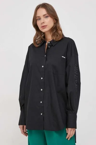 Тонкая хлопковая рубашка DKNY, черный