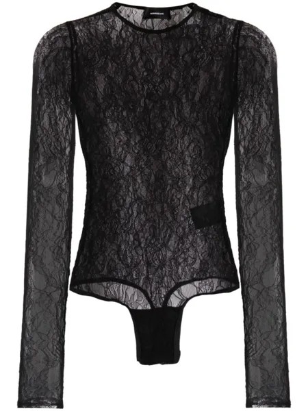 WARDROBE.NYC кружевное боди с цветочным узором, черный