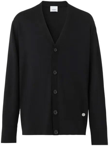 Burberry кардиган с V-образным вырезом и монограммой, черный