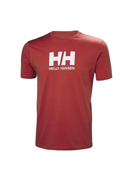 Однотонная красная мужская футболка-поло с круглым вырезом и логотипом обычного кроя Helly Hansen