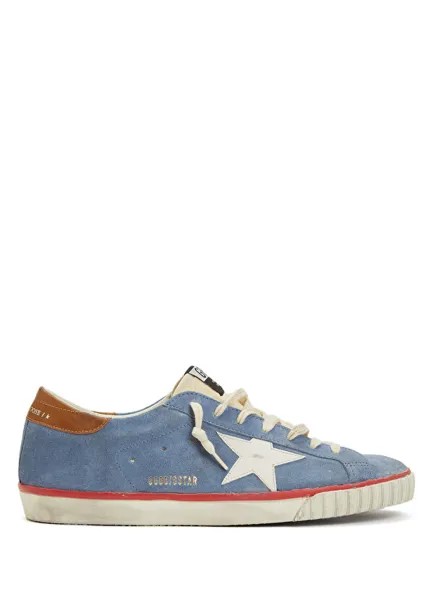 Мужские кожаные кроссовки super star синие Golden Goose