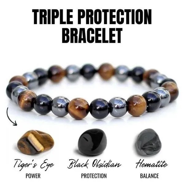 Мужская мода Натуральный камень Браслет Тройной защитный браслет Подарок Ювелирные изделия