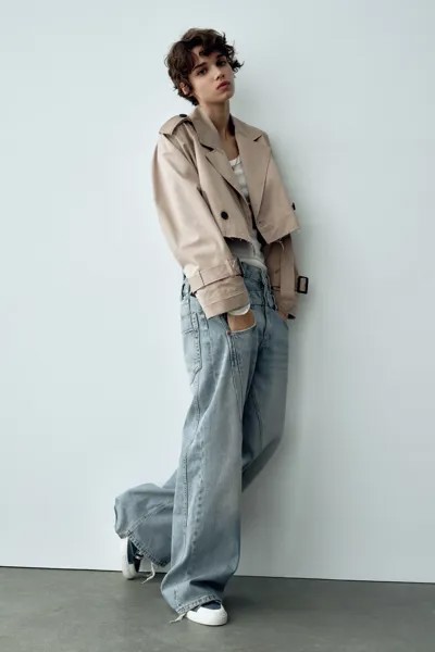 Короткий тренч оверсайз Zara, верблюд