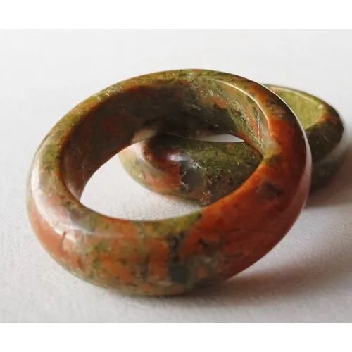 Кольцо, унакит, размер 17, зеленый