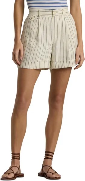 Шорты LAUREN Ralph Lauren Striped Pleated Shorts, цвет Cream/Blue