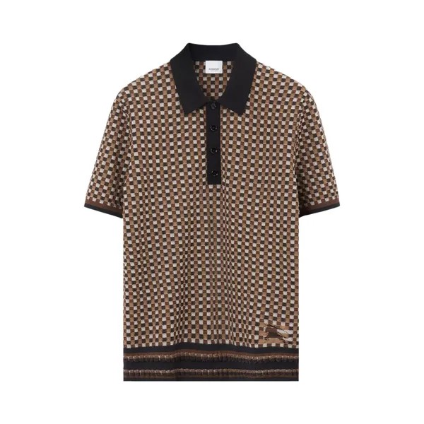 Рубашка-поло с вышитым логотипом Burberry, темно-коричневая береза