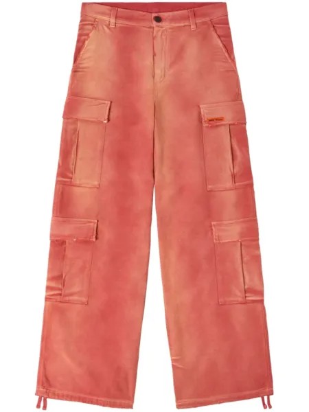 Heron Preston брюки карго с эффектом потертости, красный