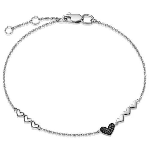 Браслет-цепочка Vesna jewelry, белое золото, 585 проба, родирование, бриллиант, длина 18.5 см.