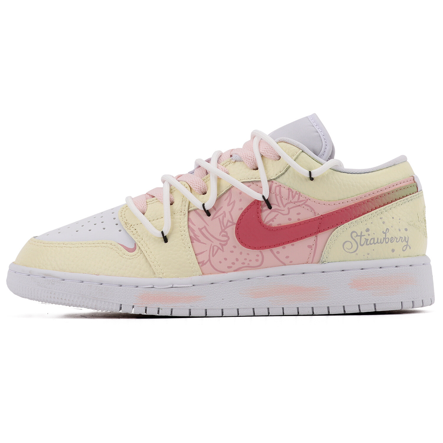 Кроссовки Air Jordan 1 Vintage Basketball Shoes Women's Low-top Pink/yellow/white, зеленый