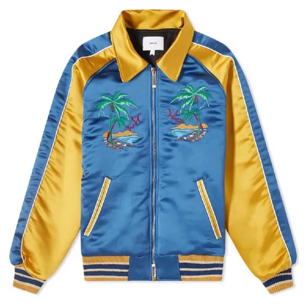 Куртка бомбер Rhude Palm Eagles Souvenier, синий/желтый