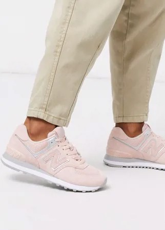 Розовые кроссовки New Balance 574-Розовый