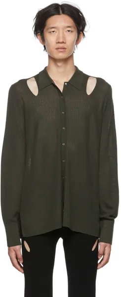 Кардиган цвета хаки с вырезами Dion Lee