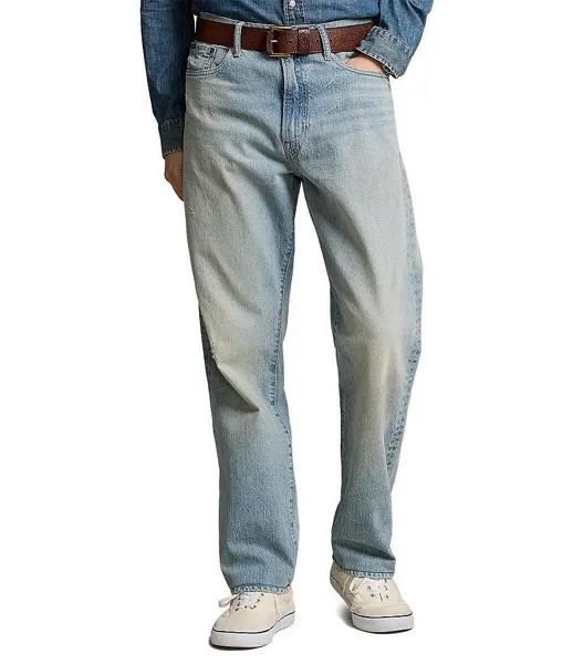 Джинсы прямого кроя Polo Ralph Lauren Heritage с потертостями, синий