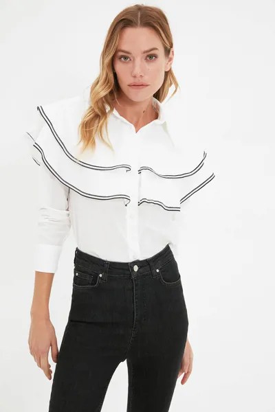 Рубашка женская Trendyol TWOAW22GO0255 белая 42