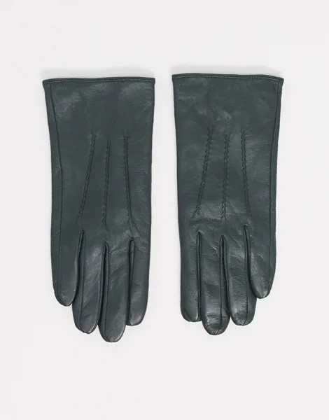 Зеленые перчатки из натуральной кожи Barney's Originals-Зеленый