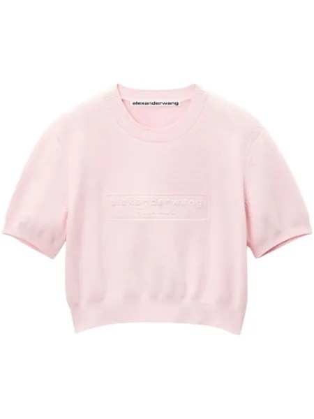 Alexander Wang футболка с тисненым логотипом, розовый