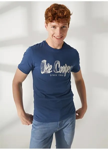 Мужская футболка Crew Neck Indigo 232 LCM 242029 DRAWINGLOGO INDIGO Lee Cooper